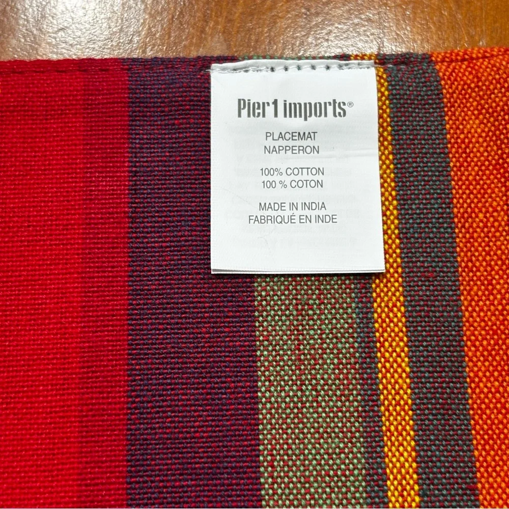 Pier 1 Imports Geometric Striped Pattern Cotton Placemats Set of 4